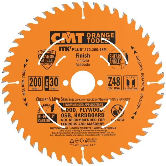 D=200 F=30 Z=48 Ultra cienka piła do ciecia poprzecznego w tym do elektronarzędzi CMT, 272.200.48M