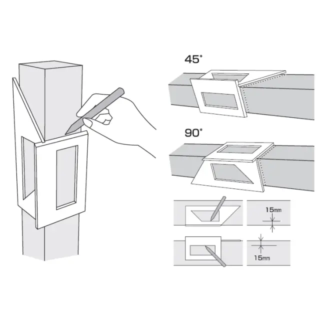 Japoński kątownik 3D trójwymiarowy aluminiowy Shinwa 45/90 stopni