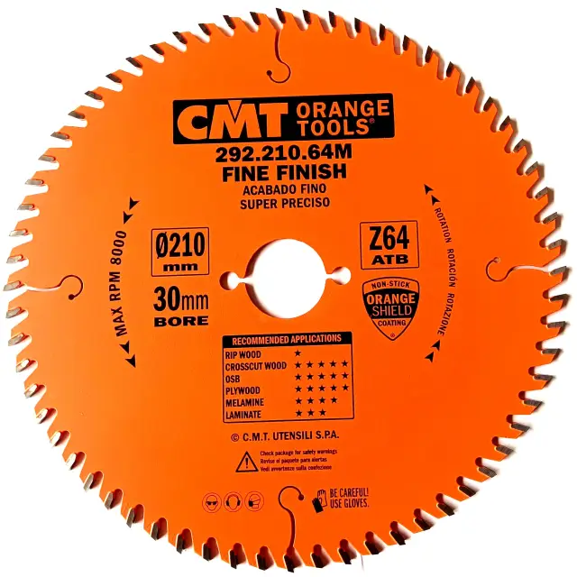 D=210 F=30 Z=64 Piła do elektronarzędzi do cięcia poprzecznego CMT, 292.210.64M