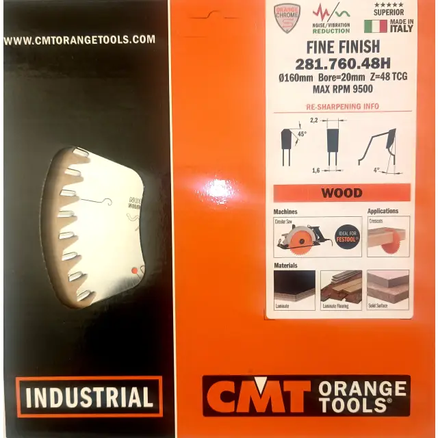 D=160 F=20 Z=48 Piła do laminatu do elektronarzędzi CHROME X-TREME, CMT 281.760.48H