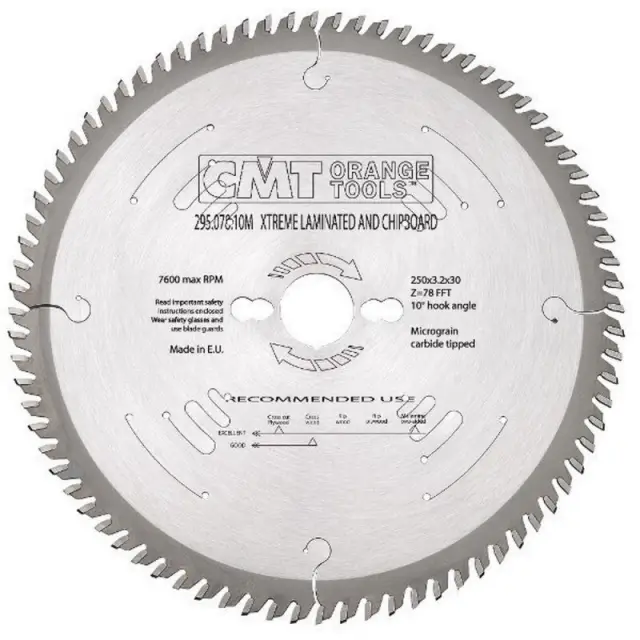 D=250 F=30 Z=78 Piła do cięcia płyty laminowanej bez podcinaka CMT, 295.078.10M