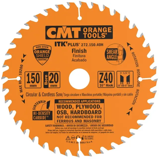 D=150 F=20 Z=40 Ultra cienka piła do ciecia poprzecznego w tym do elektronarzędzi CMT, 272.150.40H