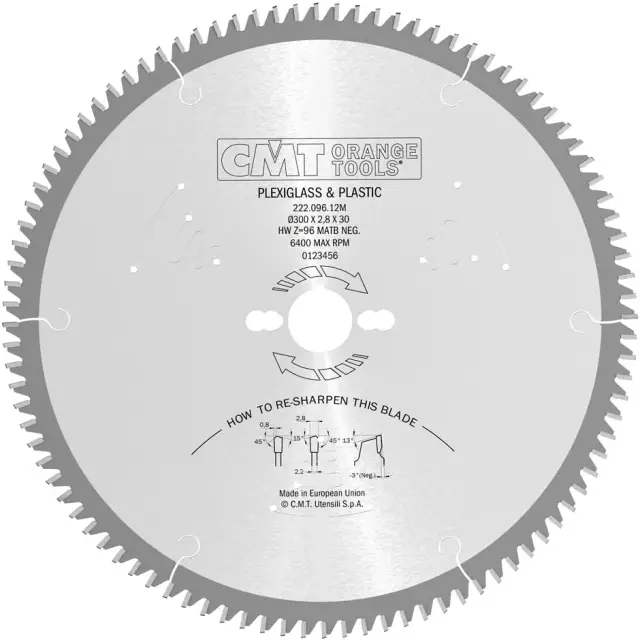 D=300 F=30 Z=96 Piła do Laminat, PVC i plexiglass CMT, 222.096.12M