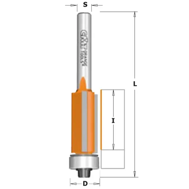 Frez prosty z dolnym łożyskiem I=38,1 L=94 D=12,7 S=12, CMT 906.629.11