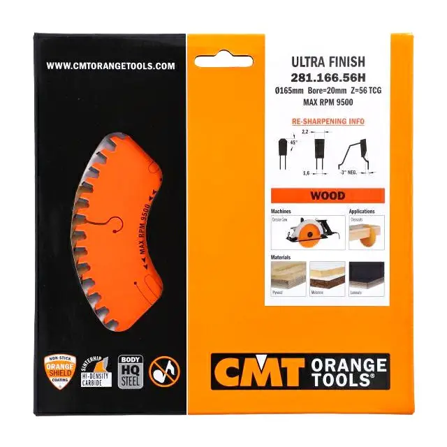 D=165 F=20 Z=56 Piła do laminatu do elektronarzędzi Extreme CMT, 281.166.56H