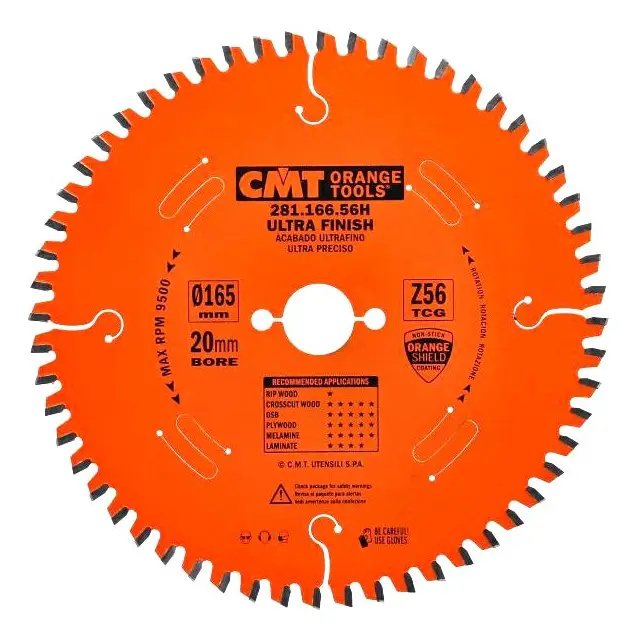 D=165 F=20 Z=56 Piła do laminatu do elektronarzędzi Extreme CMT, 281.166.56H