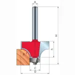 Frez do zaokrągleń z łożyskiem Freud, R=2,0 mm, A=8 mm (trzpień), 34-10108P