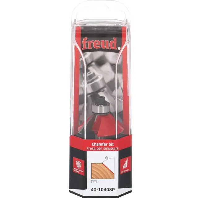 Frez do ukosowania 45° z łożyskiem, Freud D=33 h=11,5 H=54 A=8 C=12,7 α=45° Z2, 40‑10408P